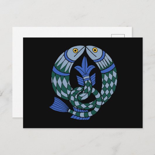 中世ケルト結び目模様魚 ポストカード (正面/裏面)