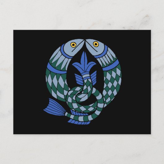 中世ケルト結び目模様魚 ポストカード (正面)