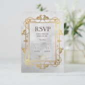 中世コンクリート&金ゴールドRSVP 出欠カード (スタンド正面)