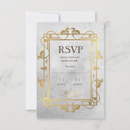 中世コンクリート&金ゴールドRSVP 出欠カード