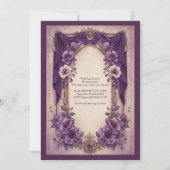 中世ゴシックパープルのドレープアーチウェディング 招待状 (裏面)