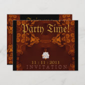 中世ゴシック様式パーティの招待状のテンプレート 招待状 (正面/裏面)