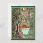 中世ゴールドの花のハートと剣のウェディング セーブザデート (裏面)