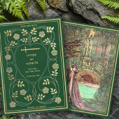 中世ゴールドの花のハートと剣のウェディング セーブザデート