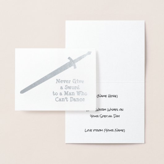 中世シルバーソード – カスタム引用文 – 男性テーマ 箔カード (ディスプレー)