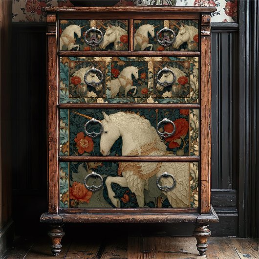 中世ジェイドフローラウィリアムモリススタイルユニコーン 薄葉紙