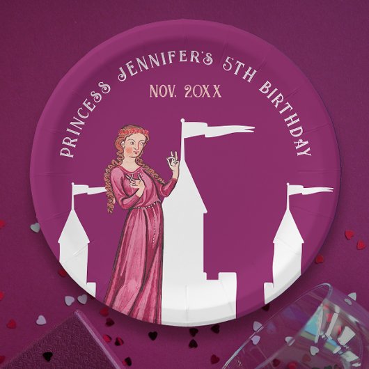 中世スタイリッシュダークガーリーピンクプリンセス城 ペーパープレート