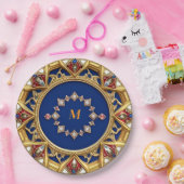 中世スタイル芸術的ゴールデンオーナメント ペーパープレート (パーティー)