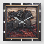 中世ステッド:ブラック縁どカスタム スクエア壁時計 (正面)