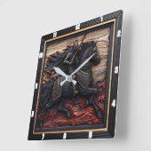 中世ステッド:ブラック縁どカスタム スクエア壁時計 (傾斜)
