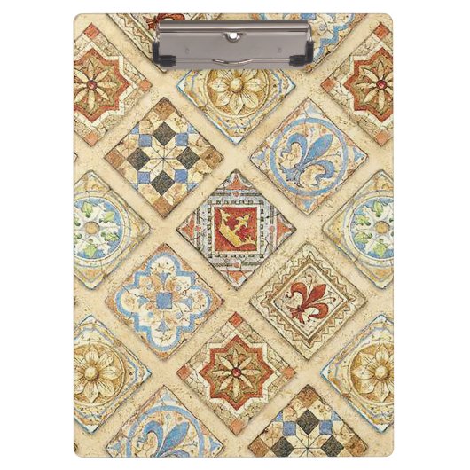 中世セラミックタイルクラウン（紋章の）フラ・ダ・リ クリップボード (正面)
