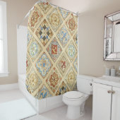 中世セラミックタイルクラウン（紋章の）フラ・ダ・リ シャワーカーテン (インサイチュ)