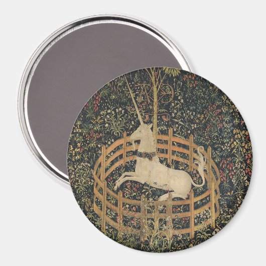 中世タペストリーの監獄の一角獣 マグネット (正面/裏面)