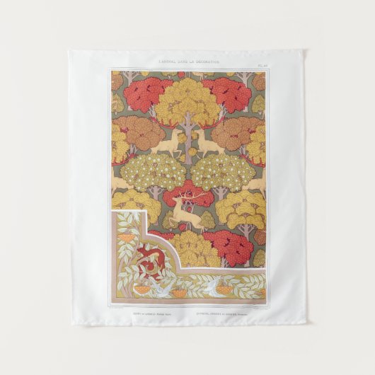 中世タペストリー動物パターン タペストリー (正面)