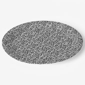 中世ダマスクフルーアデリス、白黒 ペーパープレート (アングル)