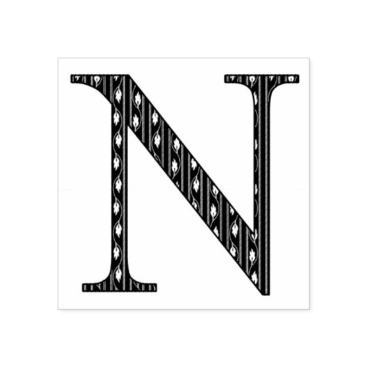 中世ダマスクモノグラム文字N ラバースタンプ (インプリント)