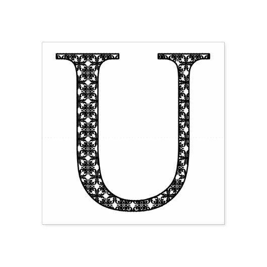 中世ダマスクモノグラム文字U ラバースタンプ (インプリント)