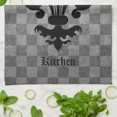 中世チェッカーボード（紋章の）フラ・ダ・リ キッチンタオル (折り畳み)