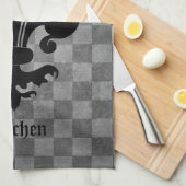 中世チェッカーボード（紋章の）フラ・ダ・リ キッチンタオル (四つ折り)