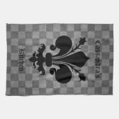 中世チェッカーボード（紋章の）フラ・ダ・リ キッチンタオル (横)