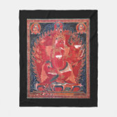 中世チベット踊りレッドガナパティ フリースブランケット (正面)