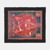 中世チベット踊りレッドガナパティ フリースブランケット (正面(横))