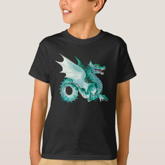 中世ティール(緑がかった色)水龍 Tシャツ (正面)