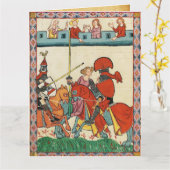 中世トーナメント、騎士の馬と乳首 カード (黄色い花)