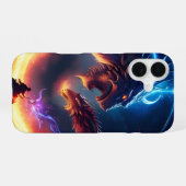 中世ドラゴンの戦い iPhone 16ケース (裏面横)