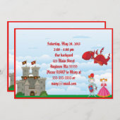 中世ドラゴンの騎士誕生日の招待状 招待状 (正面/裏面)