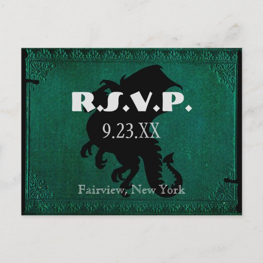 中世ドラゴンソードヴィンテージRSVPカード インビテーションポストカード (正面)