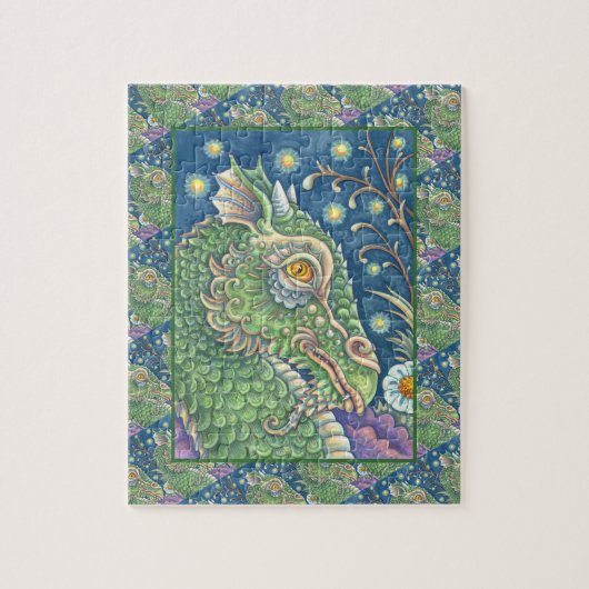 中世ドラゴンヘッドポートレート、お洒落ファンタジー ジグソーパズル (縦)