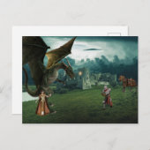 中世ドラゴン小妖精や小人プリンセスナイト ポストカード (正面/裏面)