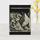 中世ドラゴン山城神話の男性女性 カード (黄色い花)