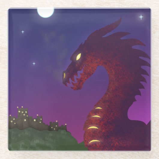 中世ドラゴン ガラスコースター (正面)