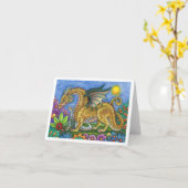 中世ドラゴン&ヤングカラフルフォークアートガーデン カード (黄色い花)