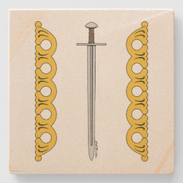 中世ノルマンの刀と装飾帯 ストーンコースター