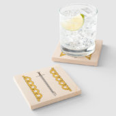 中世ノルマンの刀と装飾帯 ストーンコースター (横)