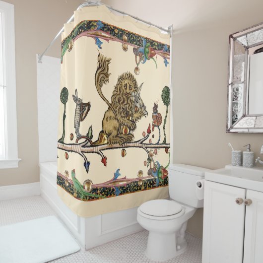 中世バイオリニストの獅子を作る獣 シャワーカーテン (インサイチュ)