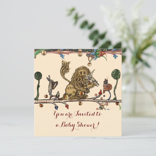 中世バイオリニスト獅子赤ちゃんシャワー 招待状 (スタンド正面)