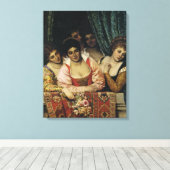 中世バルコニーに面した美しい女性たち キャンバスプリント (インサイチュ (ウッドフロア))