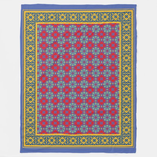 中世パターン フリースブランケット (正面)