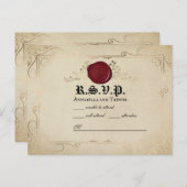 中世パーチメントワックスシールおとぎ話ウェディングRSVP ポストカード (正面/裏面)