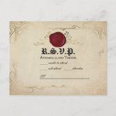 中世パーチメントワックスシールおとぎ話ウェディングRSVP ポストカード (正面)