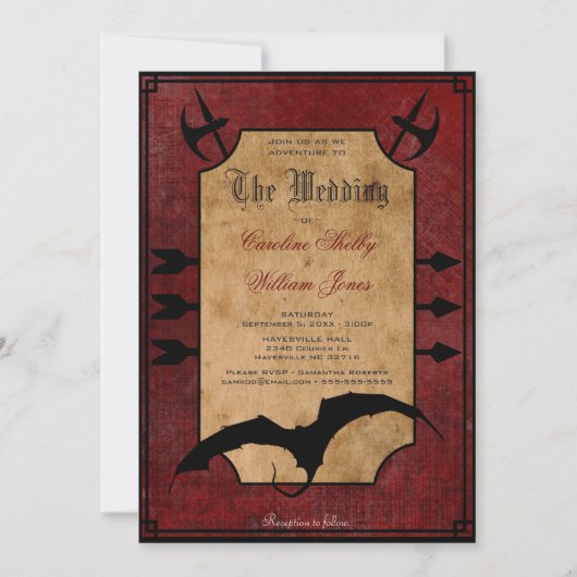 中世ファンタジーのドラゴンの結婚式招待状 招待状 (正面)