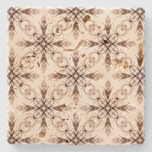 中世ファンタジーセピアフラクタルアート ストーンコースター (正面)