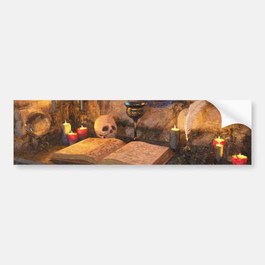 中世ファンタジー魔法使いの書斎 バンパーステッカー (正面)