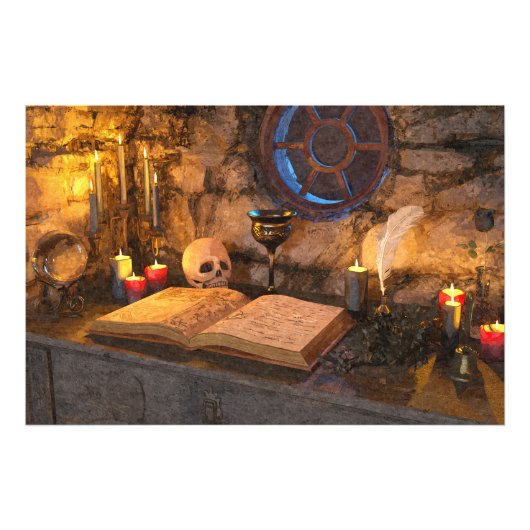 中世ファンタジー魔法使いの書斎 フォトプリント (正面)