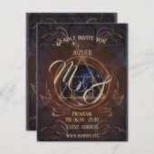 中世ファンタジー アンティーク エレガントな本 招待状 (正面/裏面)