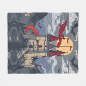 中世ファンタジー：龍と城 フリースブランケット (正面(横))